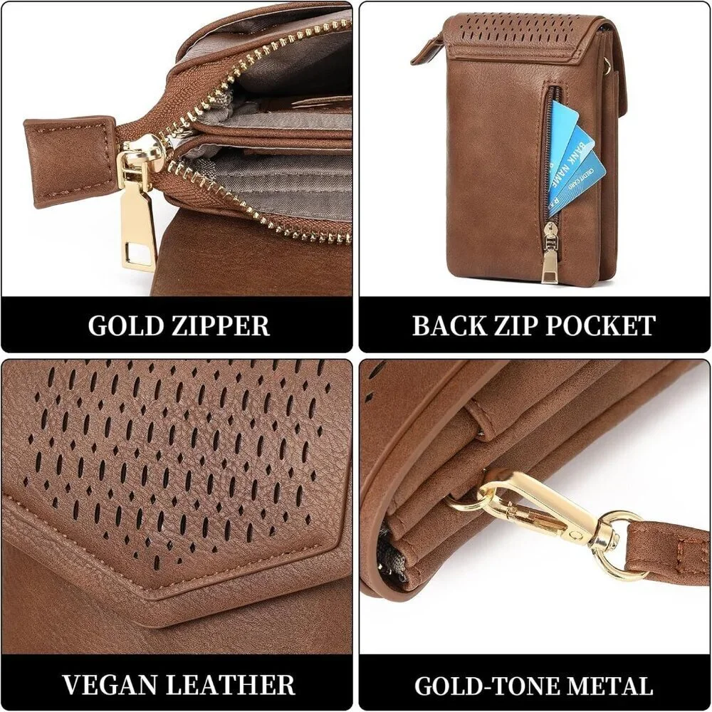 Small Leather Crossbody Bag Women Cell Phone Purse with Compartments